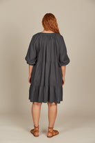 Amelie Button Dress - Graphite - Isle of Mine Clothing - Dress Mid One Size Linen