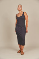 Adele Tank Dress - Graphite - Isle of Mine Clothing - Knit Dress Mid