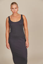 Adele Tank Dress - Graphite - Isle of Mine Clothing - Knit Dress Mid