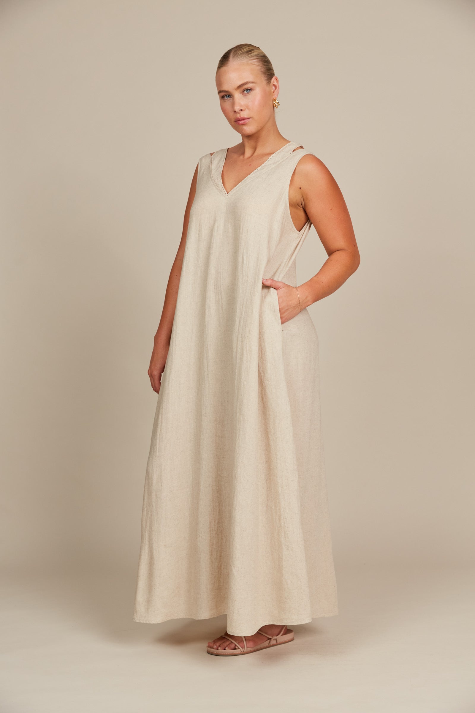 Amelie Tank Maxi - Canvas - Isle of Mine Clothing - Dress Strappy Maxi Linen