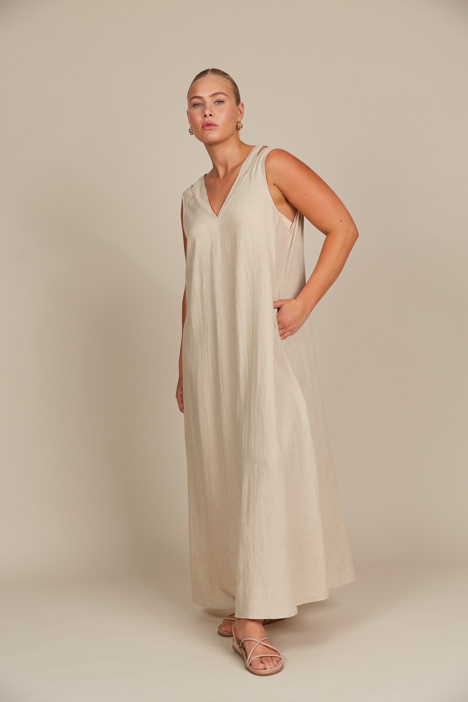 Amelie Tank Maxi - Canvas - Isle of Mine Clothing - Dress Strappy Maxi Linen