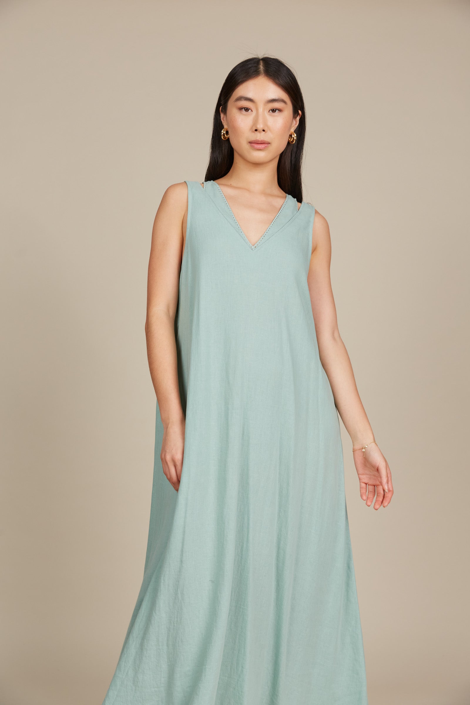 Amelie Tank Maxi - Seafoam - Isle of Mine Clothing - Dress Strappy Maxi Linen