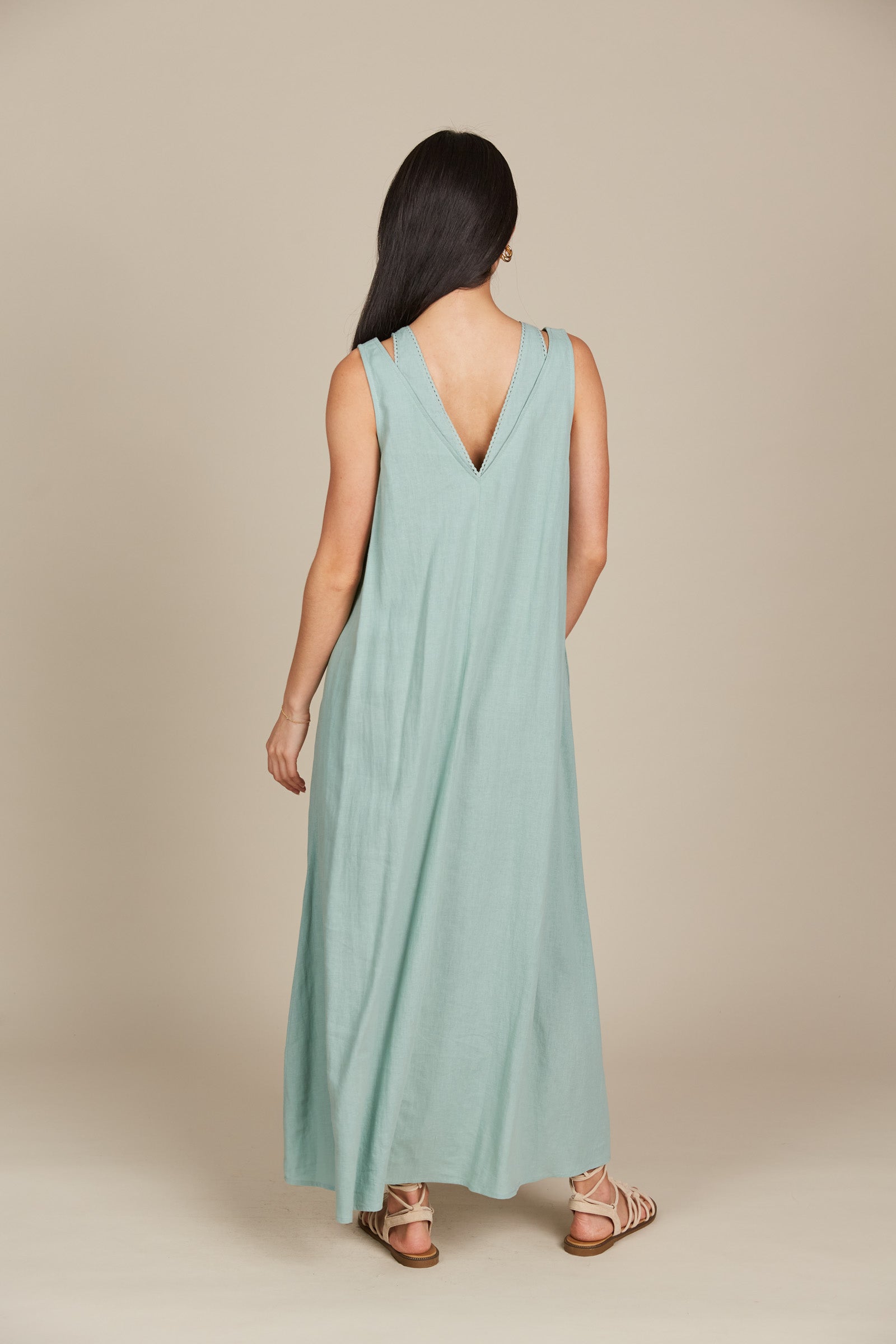 Amelie Tank Maxi - Seafoam - Isle of Mine Clothing - Dress Strappy Maxi Linen