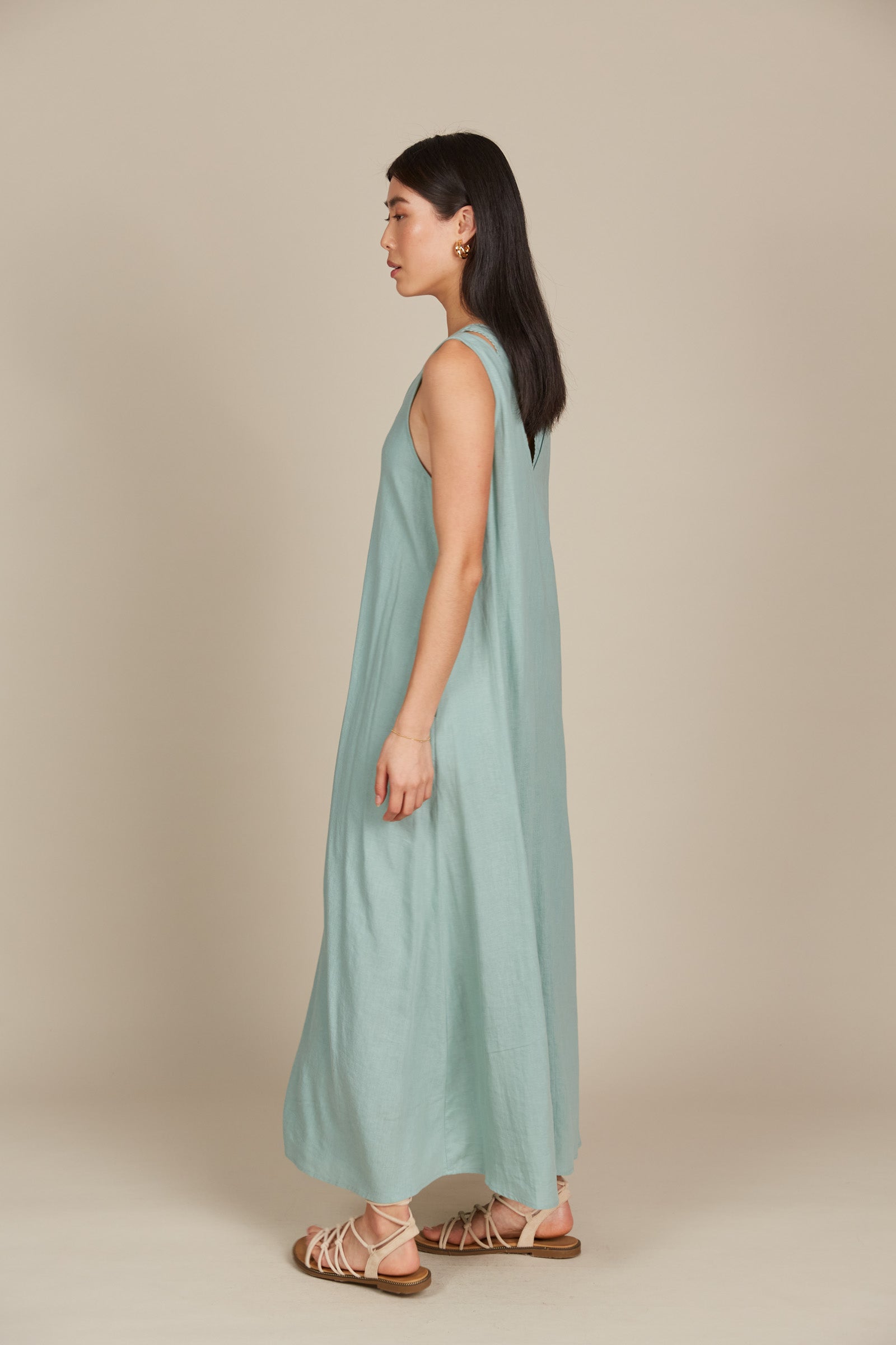 Amelie Tank Maxi - Seafoam - Isle of Mine Clothing - Dress Strappy Maxi Linen