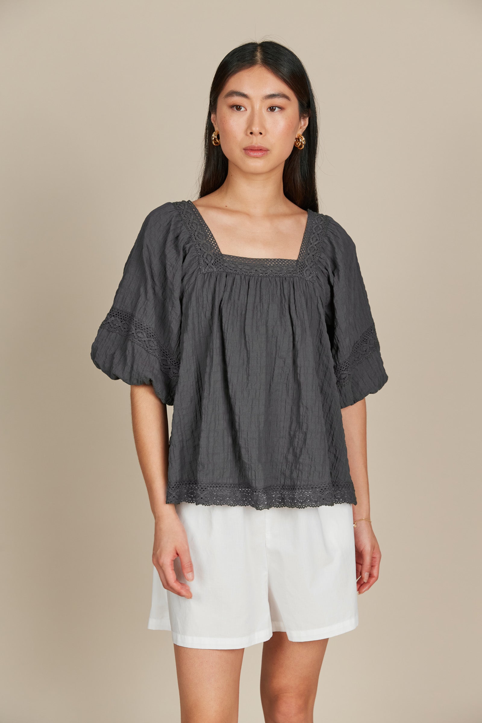 Fleur Top - Graphite - Isle of Mine Clothing - Top S/S