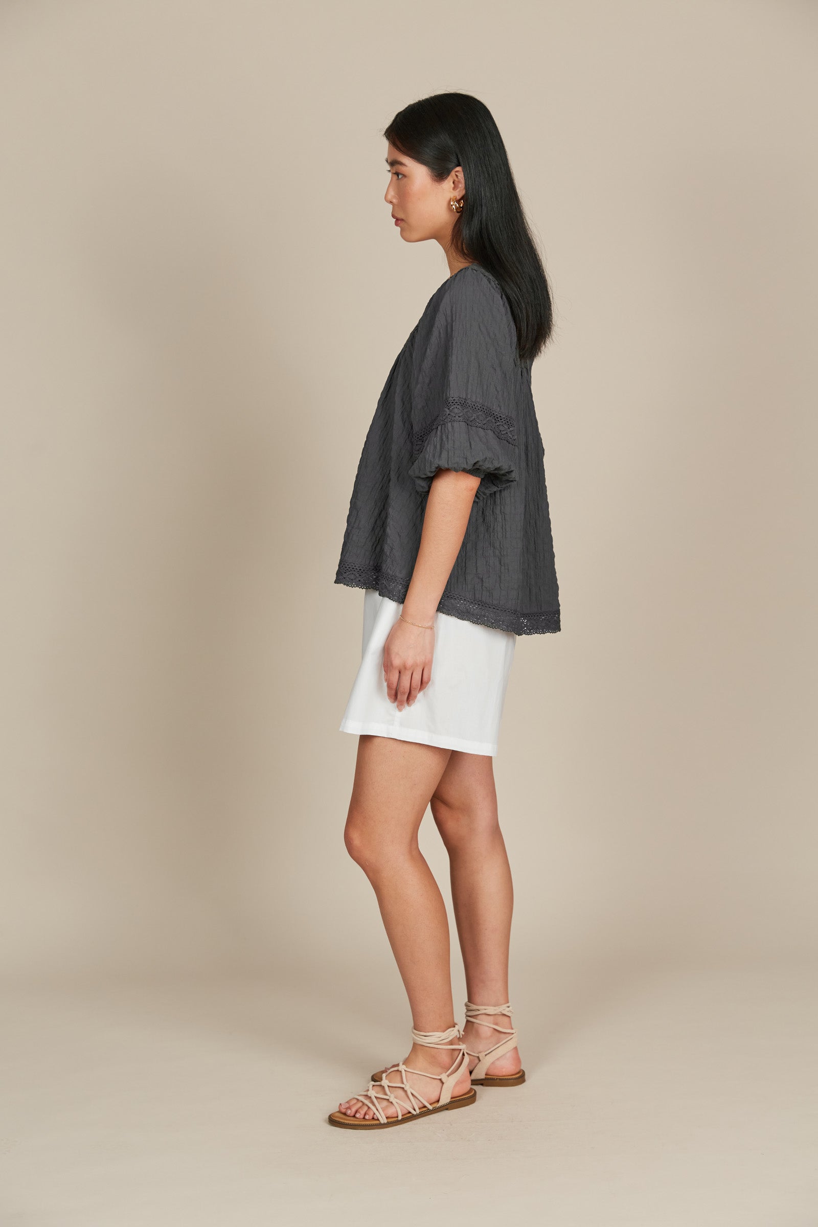 Fleur Top - Graphite - Isle of Mine Clothing - Top S/S