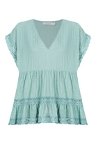 Fleur VNeck Top - Seafoam - Isle of Mine Clothing - Top S/S