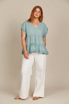 Fleur VNeck Top - Seafoam - Isle of Mine Clothing - Top S/S