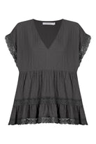 Fleur VNeck Top - Graphite - Isle of Mine Clothing - Top S/S