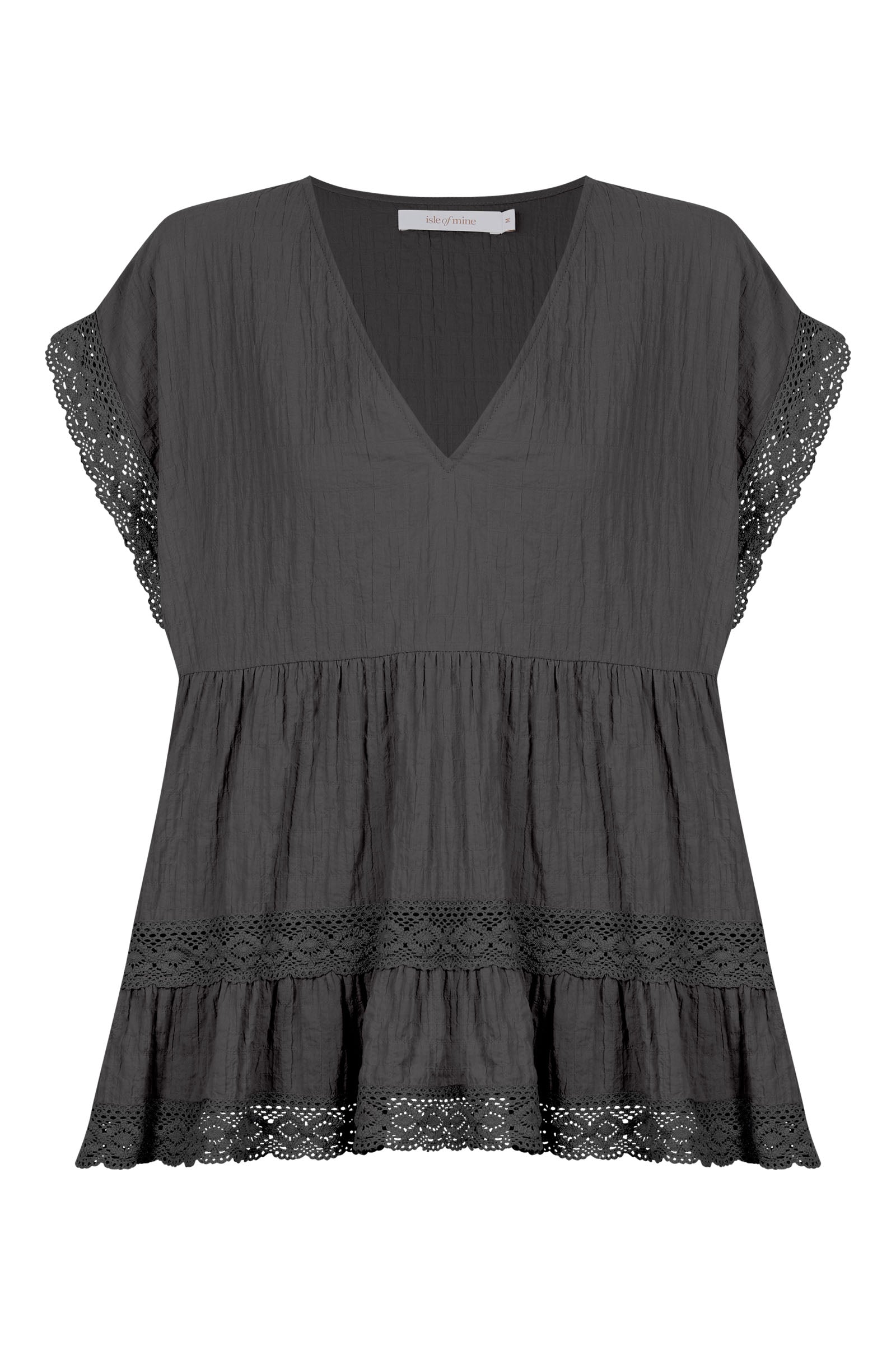 Fleur VNeck Top - Graphite - Isle of Mine Clothing - Top S/S