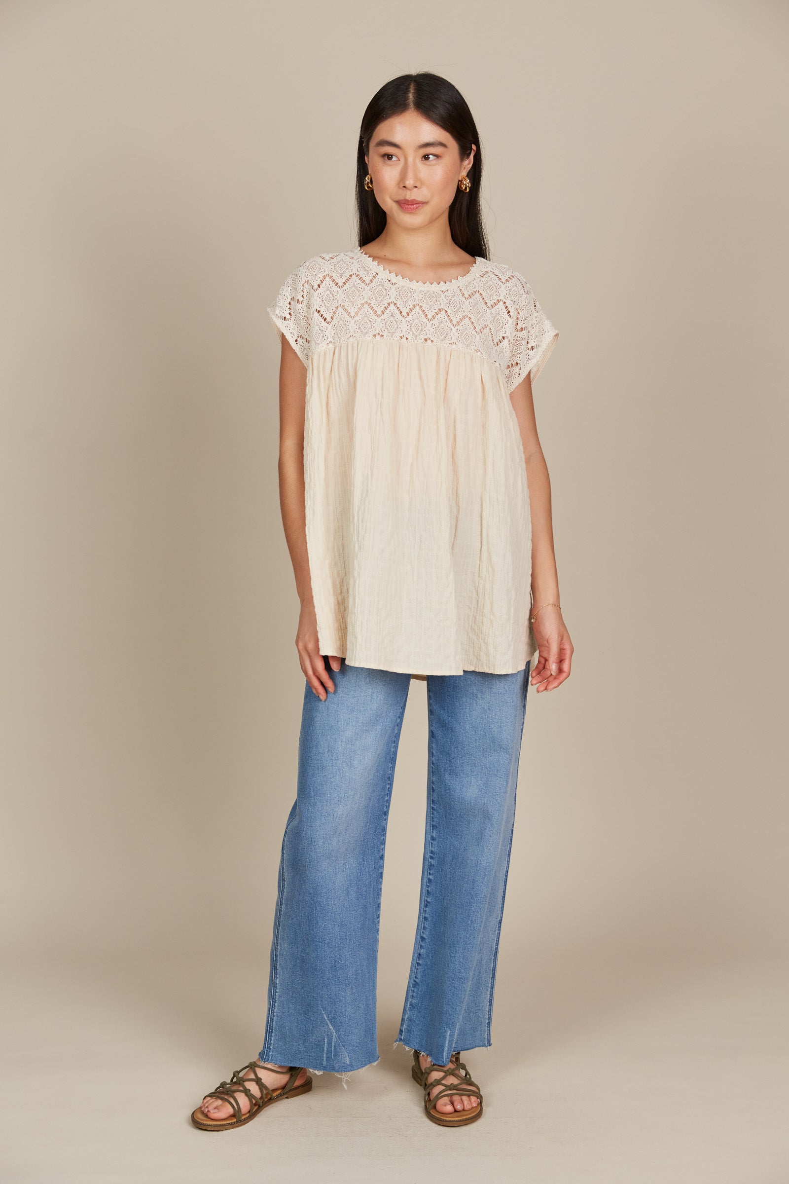 Fleur Relaxed Top - Canvas - Isle of Mine Clothing - Top Cap Sleeve One Sleeve