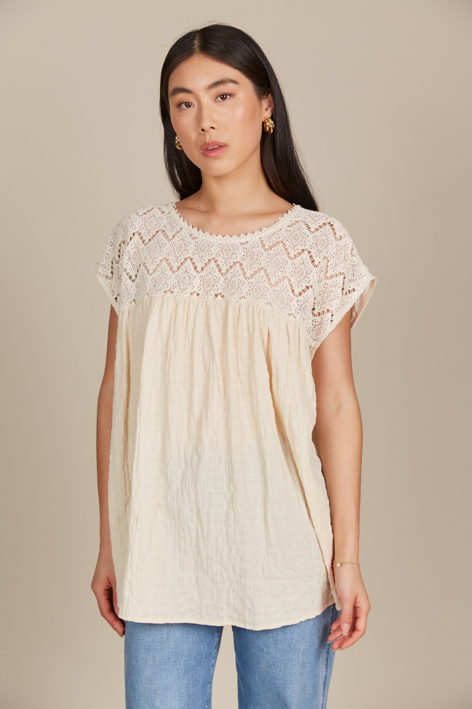 Fleur Relaxed Top - Canvas - Isle of Mine Clothing - Top Cap Sleeve One Sleeve