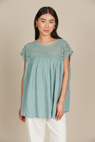 Fleur Relaxed Top - Seafoam - Isle of Mine Clothing - Top Cap Sleeve One Sleeve