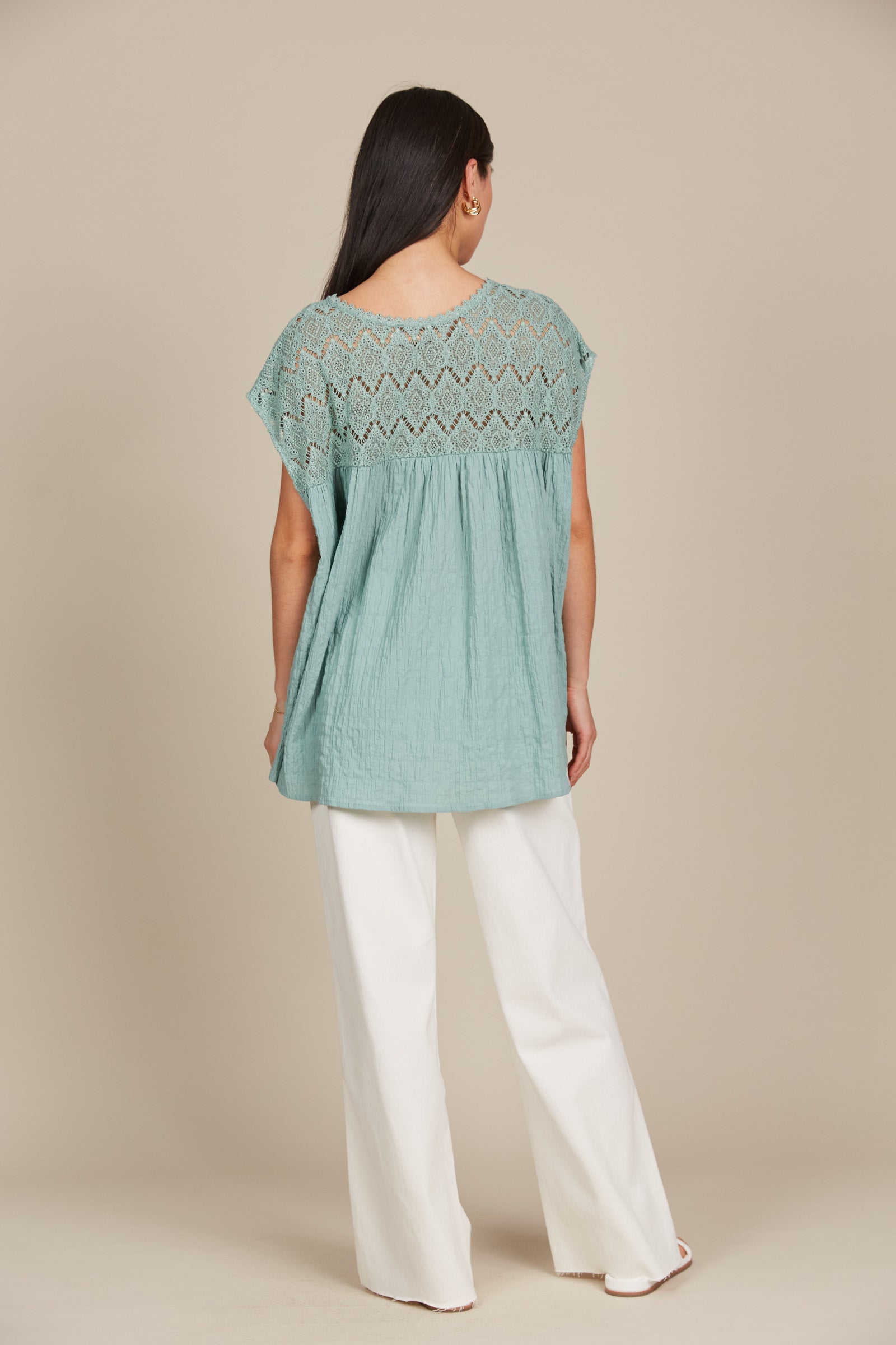 Fleur Relaxed Top - Seafoam - Isle of Mine Clothing - Top Cap Sleeve One Sleeve