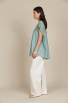 Fleur Relaxed Top - Seafoam - Isle of Mine Clothing - Top Cap Sleeve One Sleeve