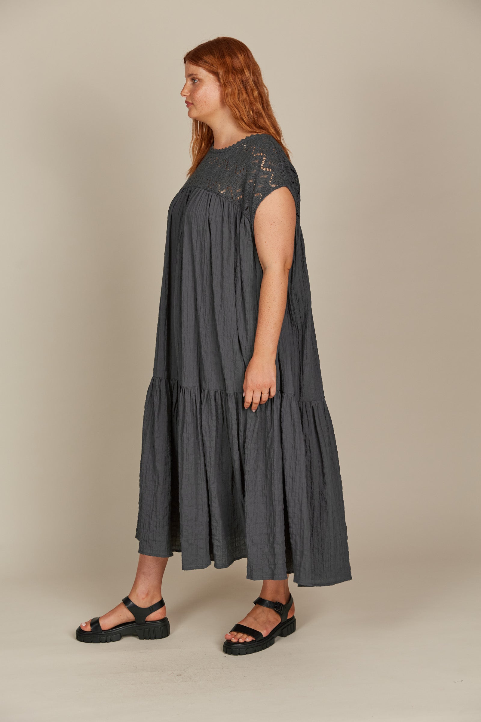 Fleur Relaxed Dress - Graphite - Isle of Mine Clothing - Dress Maxi One Size