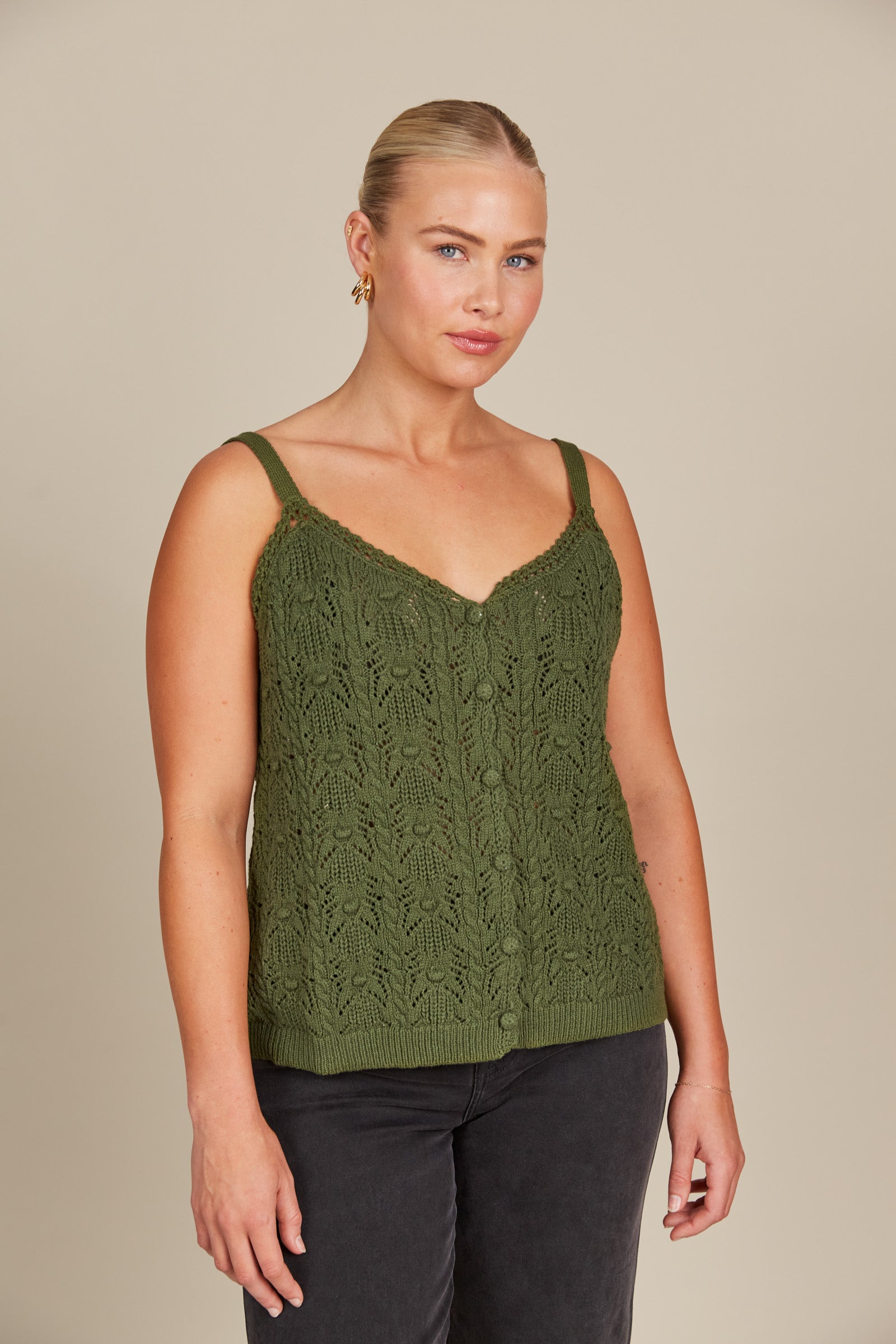 Sylvie Tank - Olive - Isle of Mine Clothing - Knit Top Sleeveless