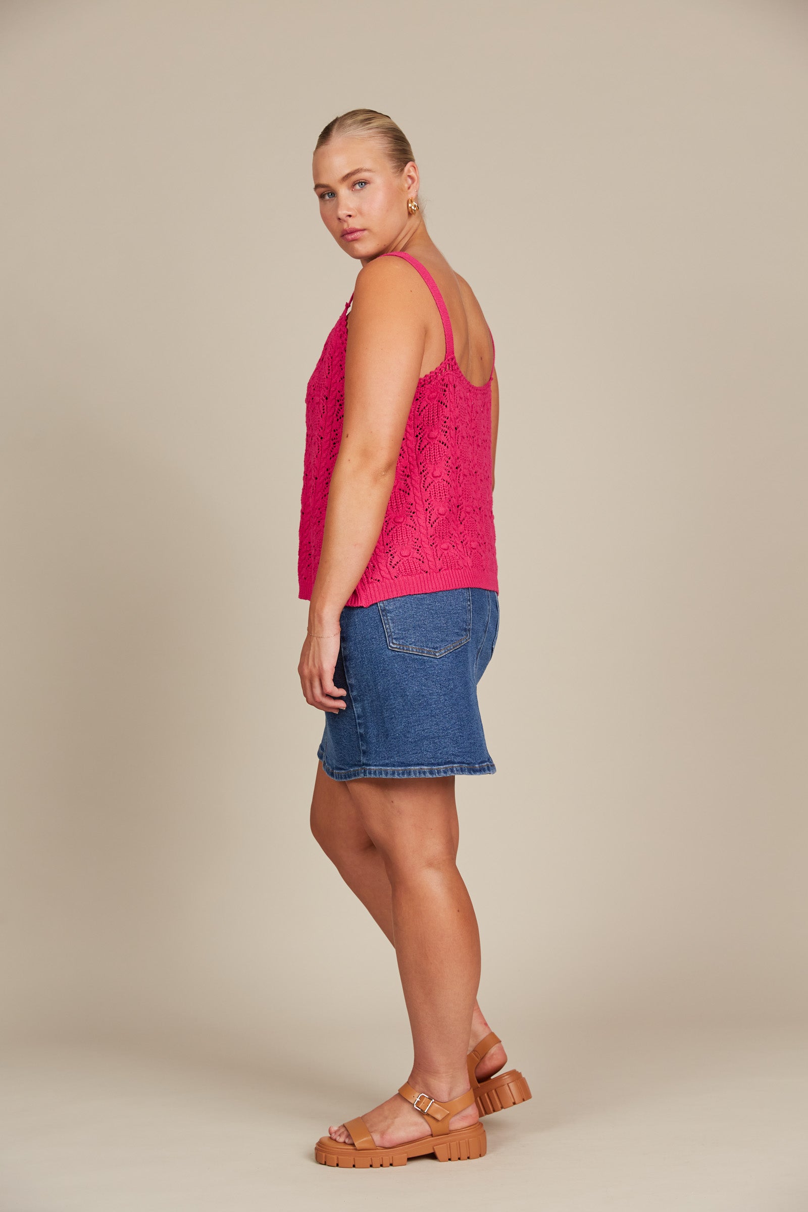 Sylvie Tank - Raspberry - Isle of Mine Clothing - Knit Top Sleeveless