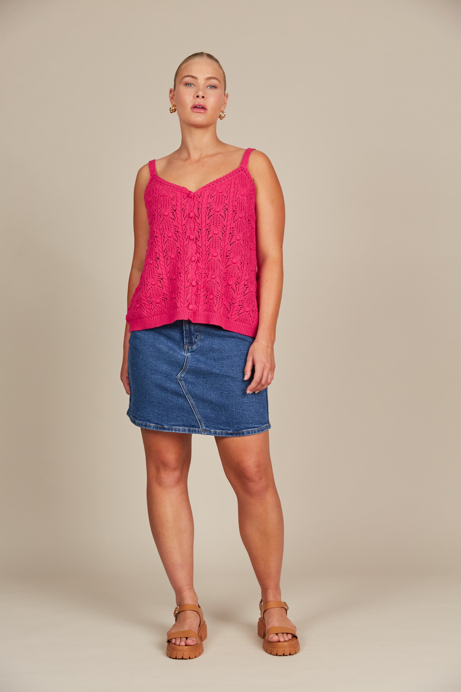 Sylvie Tank - Raspberry - Isle of Mine Clothing - Knit Top Sleeveless