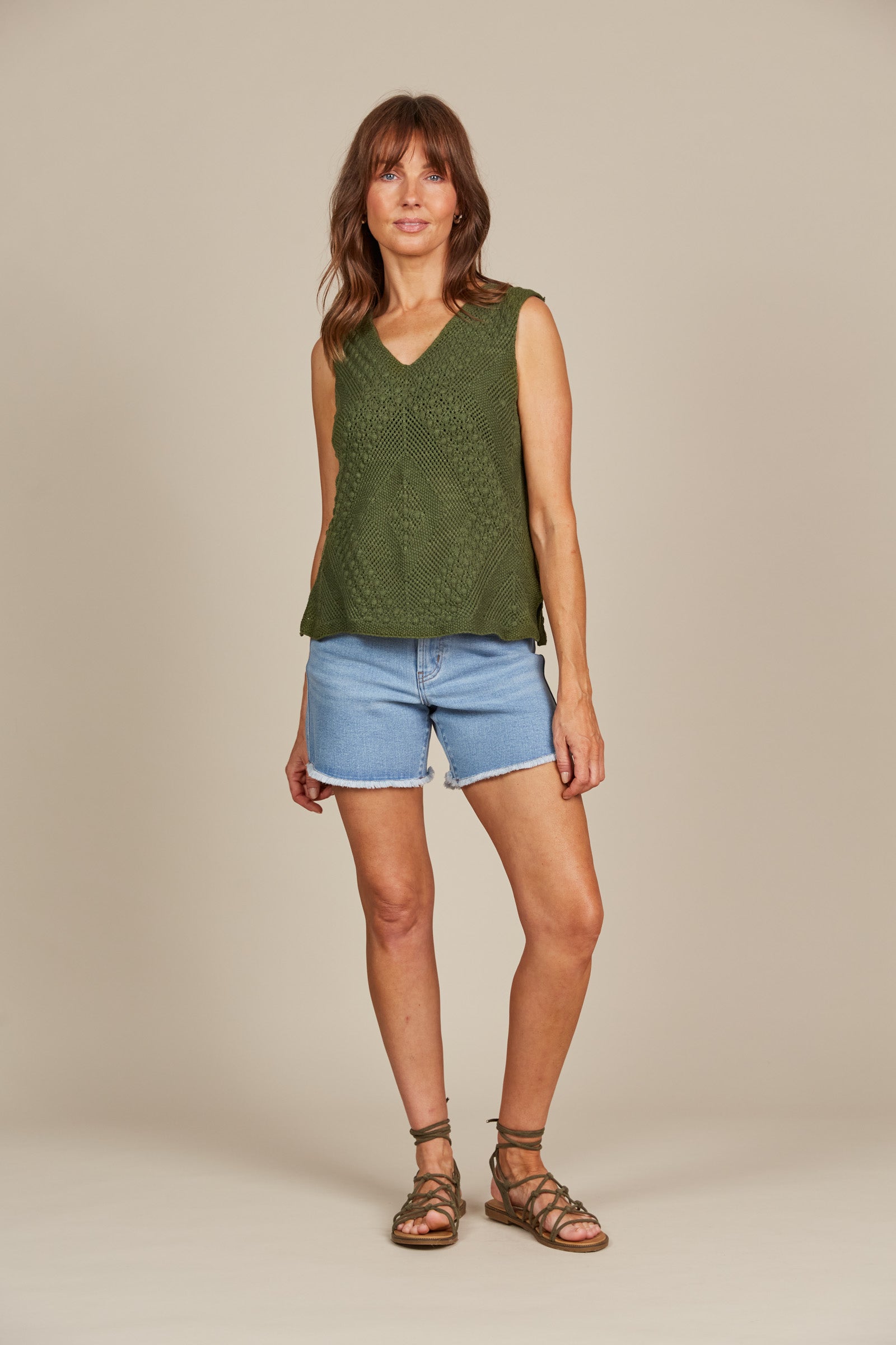 Sylvie Top - Olive - Isle of Mine Clothing - Knit Top Sleeveless