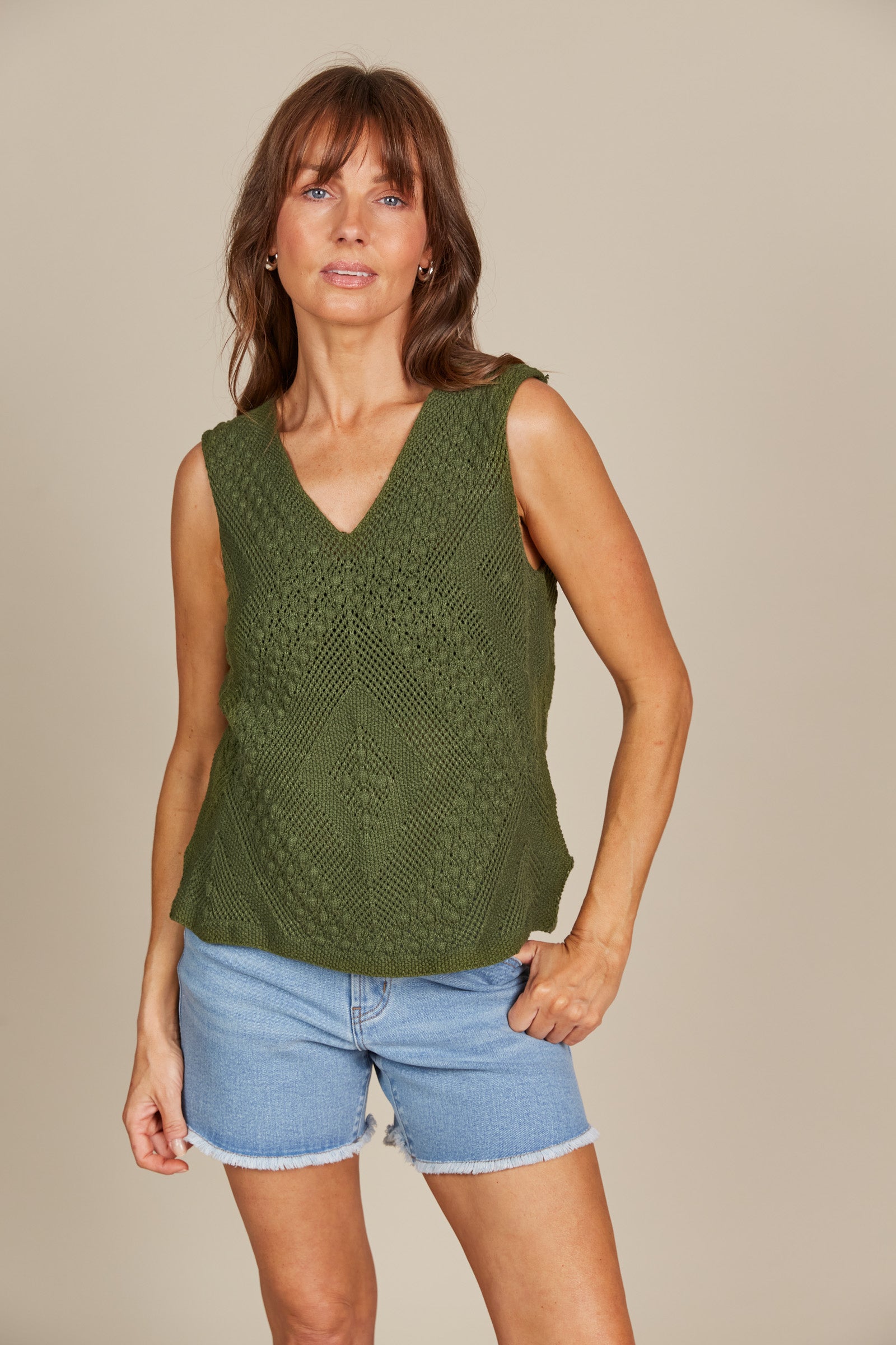 Sylvie Top - Olive - Isle of Mine Clothing - Knit Top Sleeveless