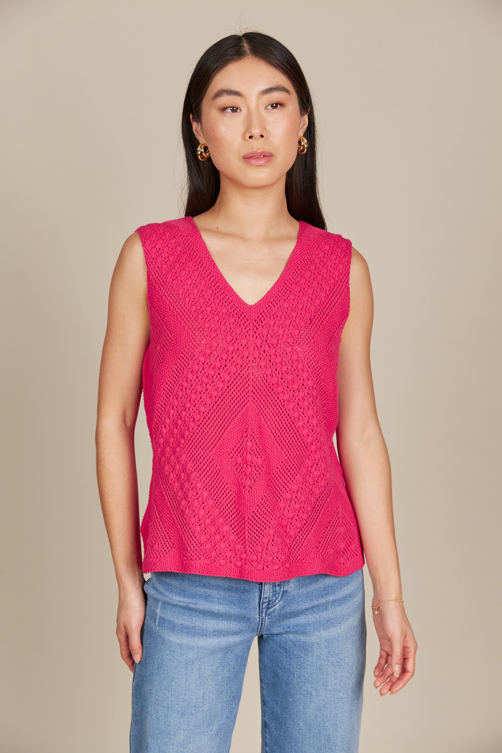 Sylvie Top - Raspberry - Isle of Mine Clothing - Knit Top Sleeveless