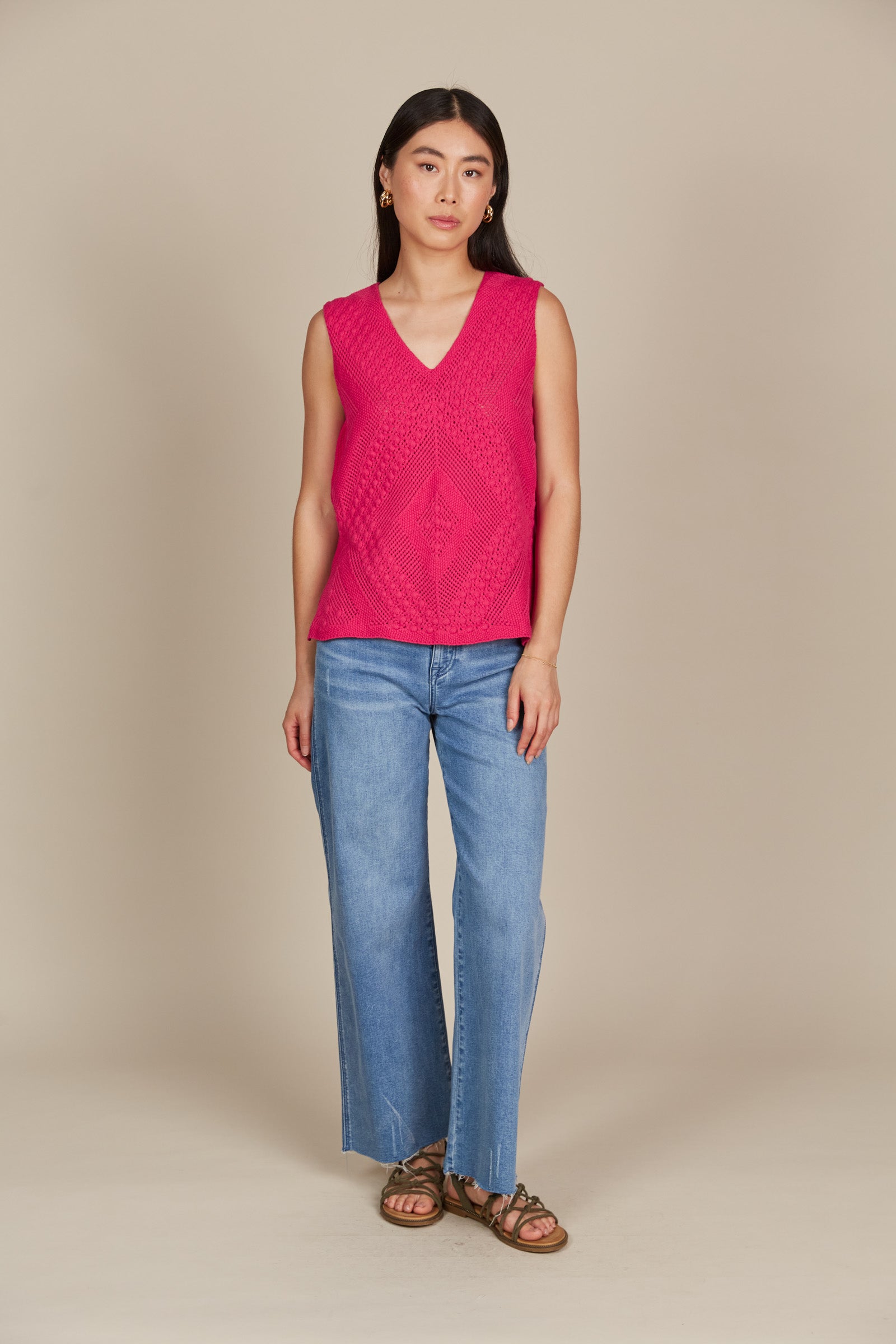 Sylvie Top - Raspberry - Isle of Mine Clothing - Knit Top Sleeveless