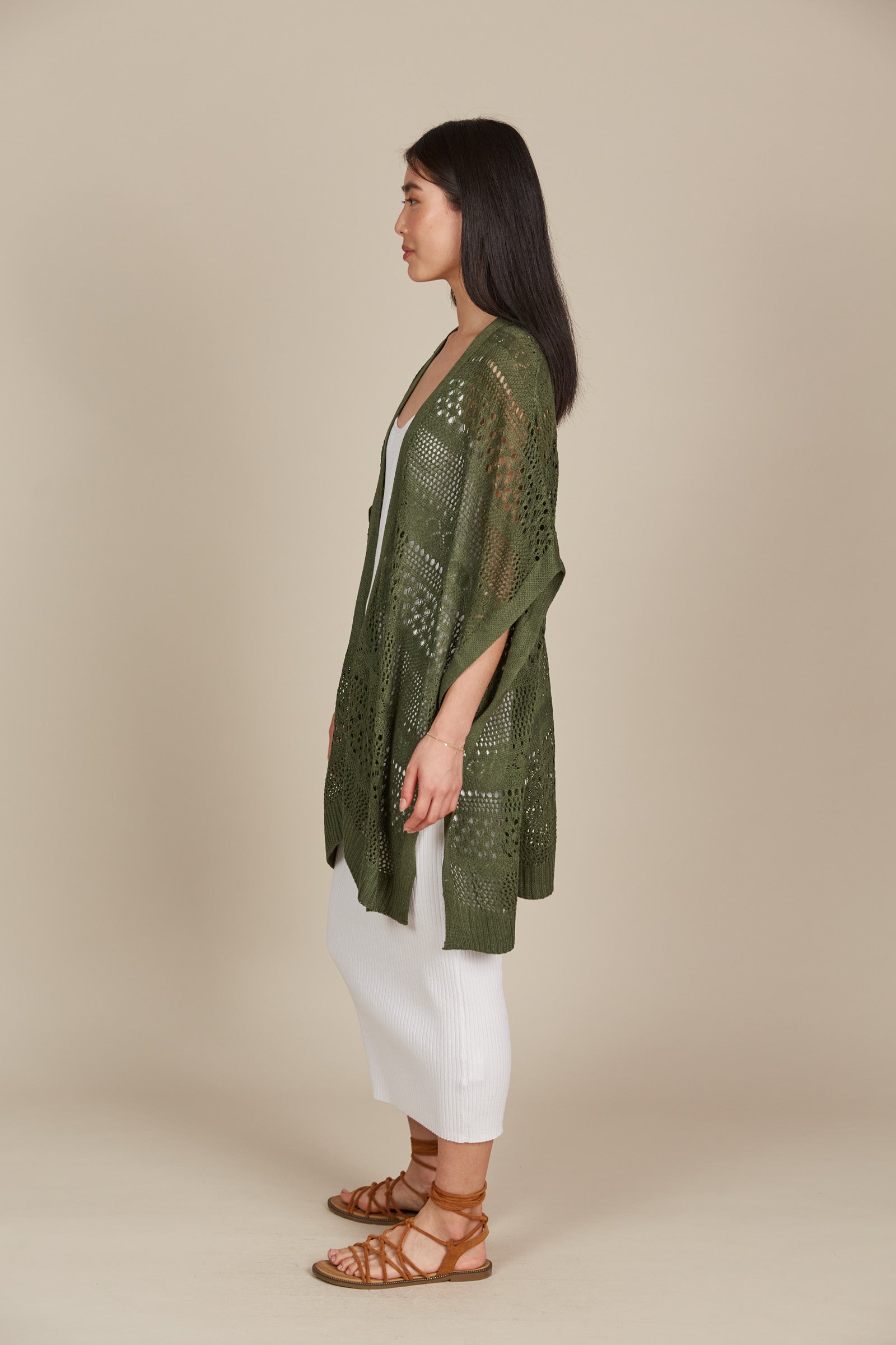 Sylvie Cape - Olive - Isle of Mine Clothing - Knit Cape One Size