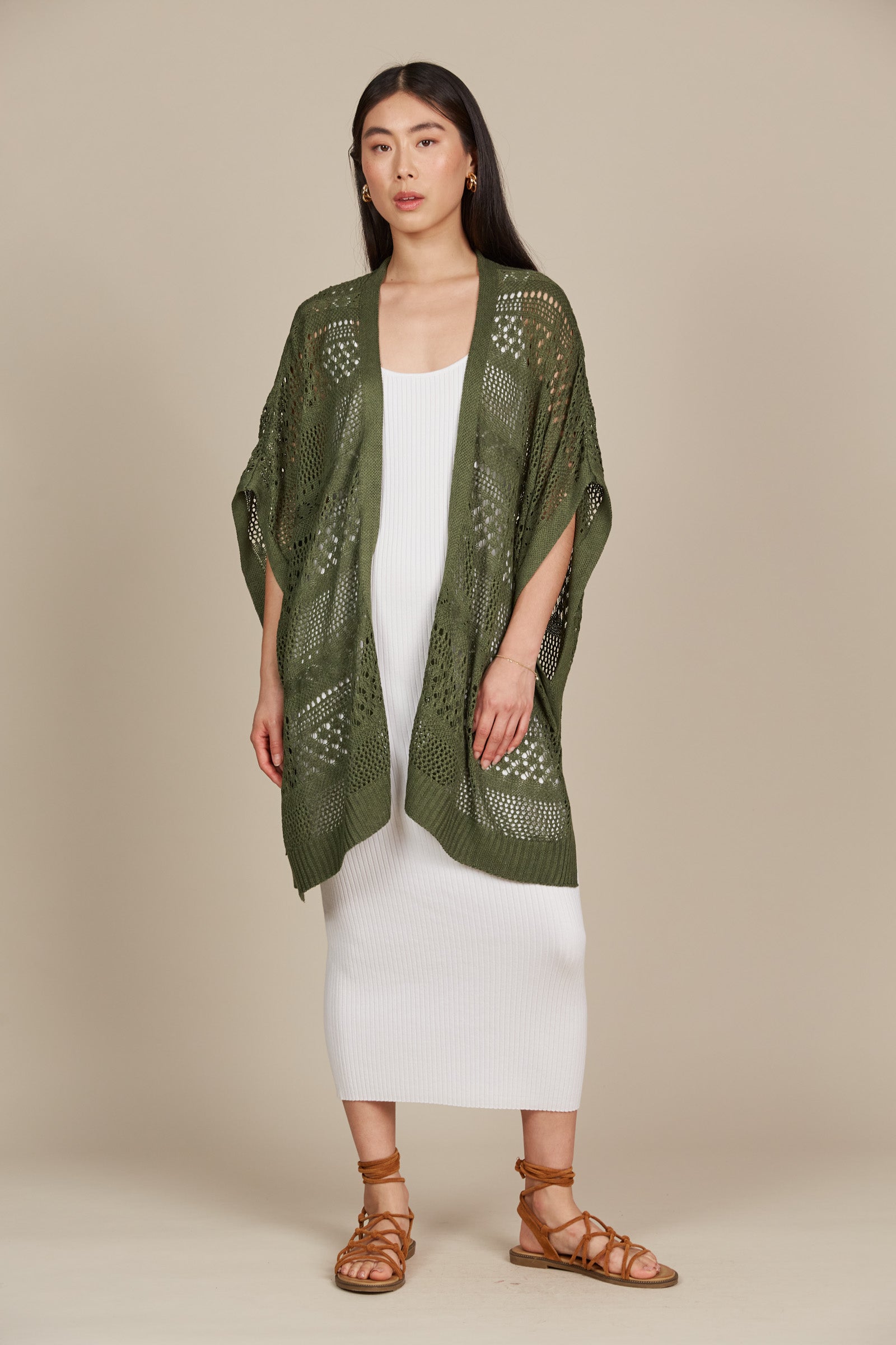 Sylvie Cape - Olive - Isle of Mine Clothing - Knit Cape One Size