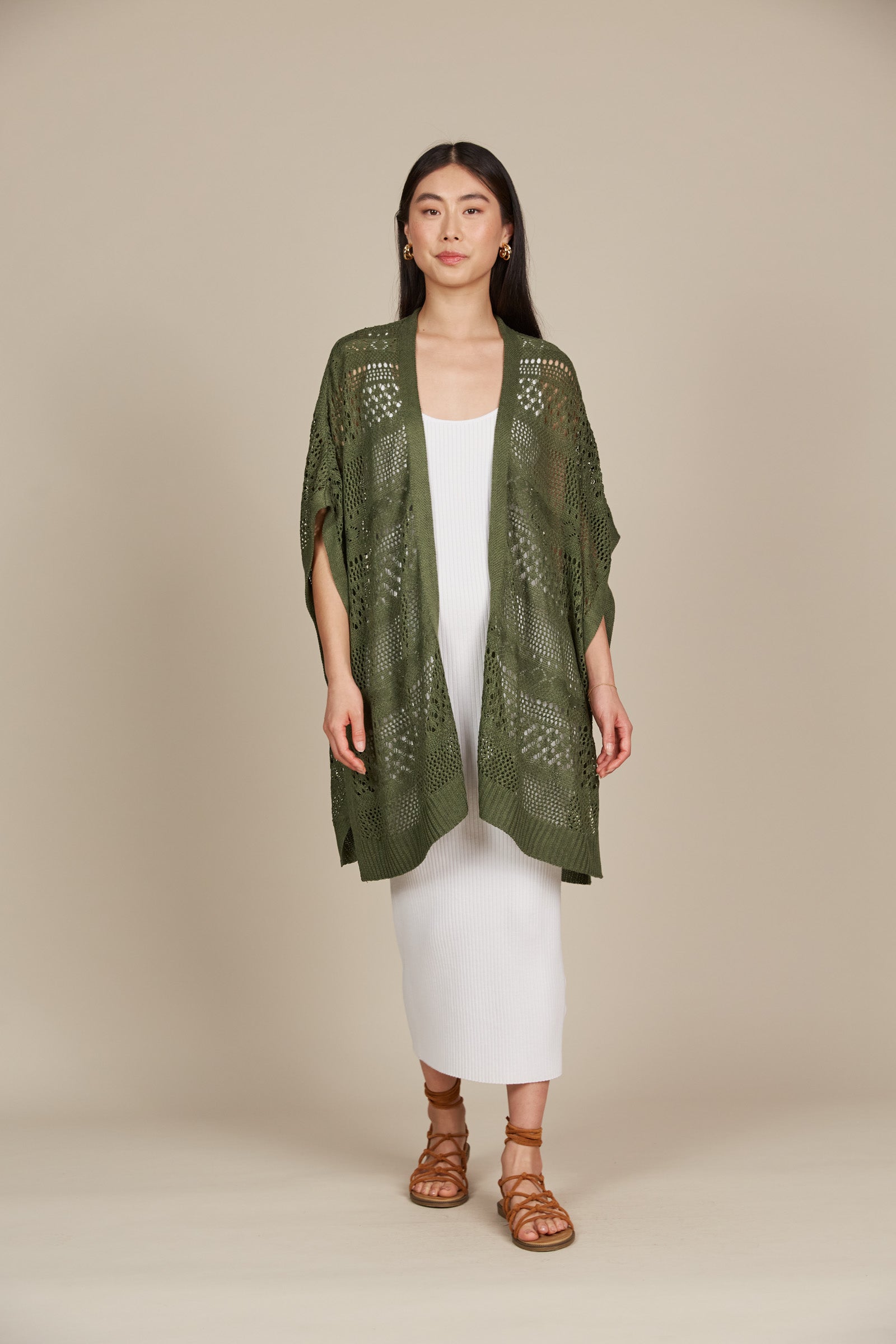 Sylvie Cape - Olive - Isle of Mine Clothing - Knit Cape One Size