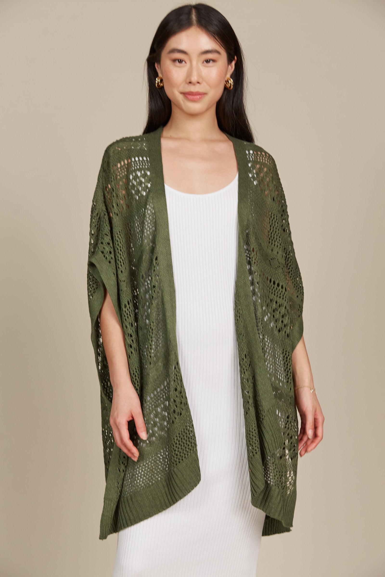 Sylvie Cape - Olive - Isle of Mine Clothing - Knit Cape One Size