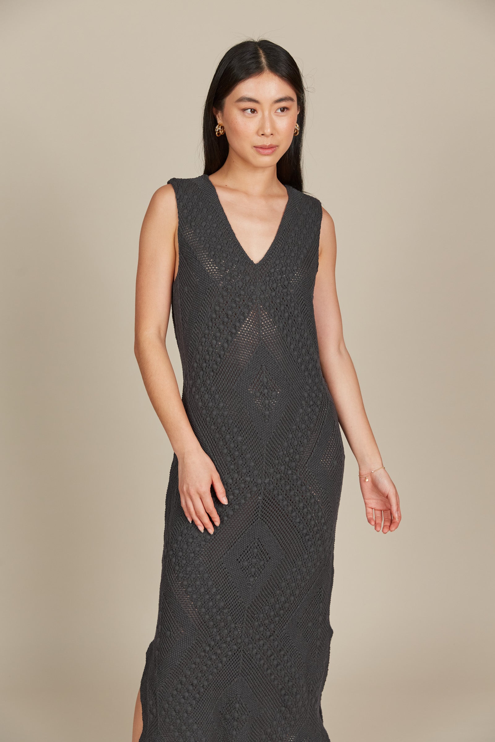 Sylvie Dress - Graphite - Isle of Mine Clothing - Knit Dress Long