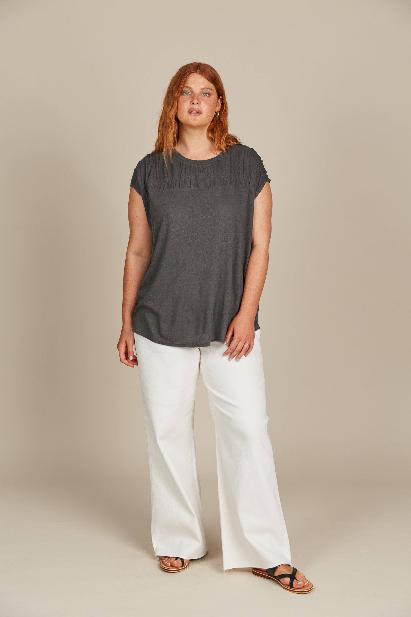 Sabine TShirt - Graphite - Isle of Mine Clothing - Top Tshirt S/S Linen