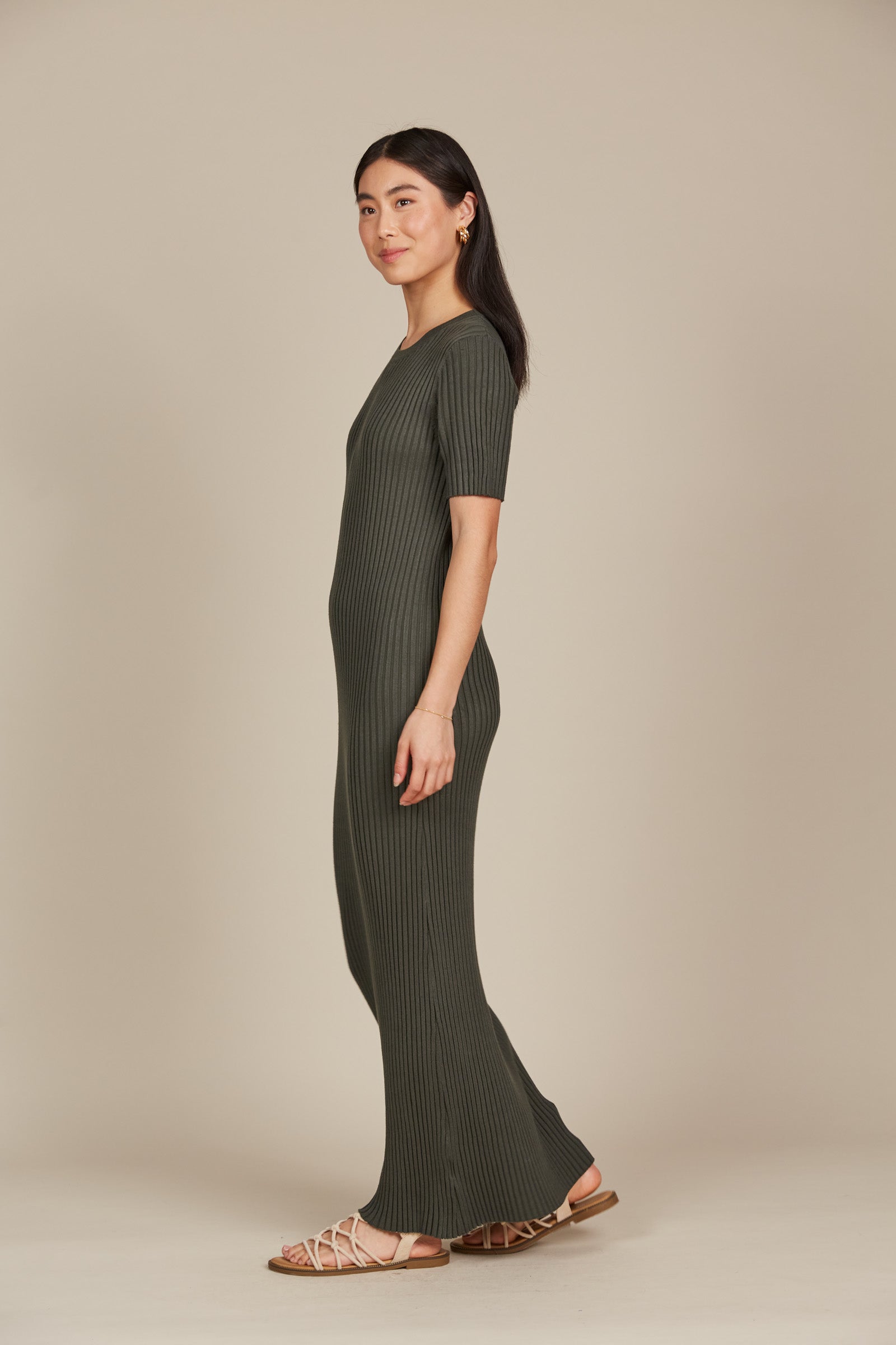 Juliette Maxi - Olive - Isle of Mine Clothing - Knit Dress Long