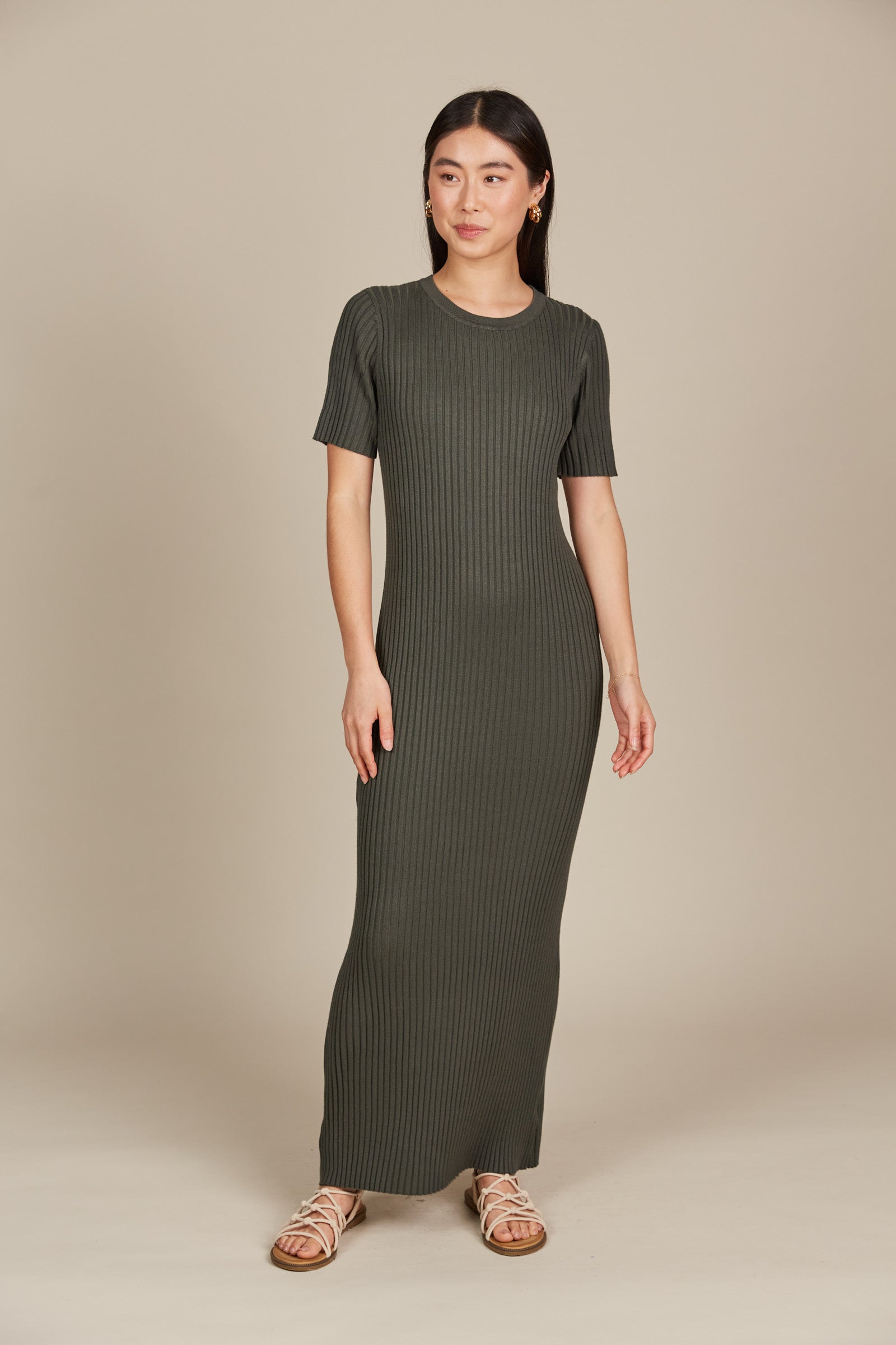 Juliette Maxi - Olive - Isle of Mine Clothing - Knit Dress Long