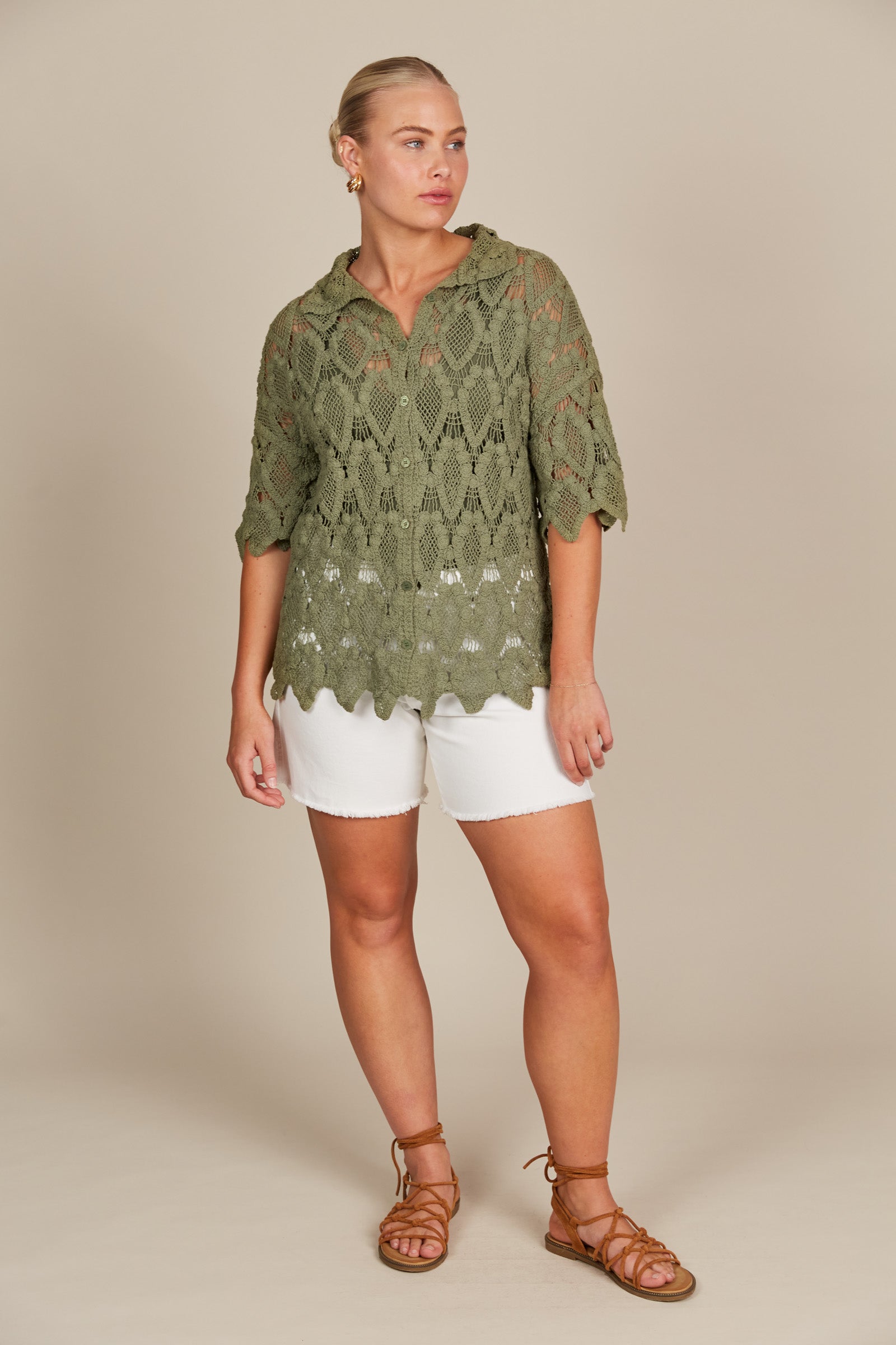 Giselle Shirt - Olive - Isle of Mine Clothing - Knit Shirt