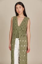 Giselle Vest - Olive - Isle of Mine Clothing - Knit Vest Long