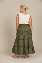 Remi Tiered Skirt - Olive - Isle of Mine Clothing - Skirt Maxi