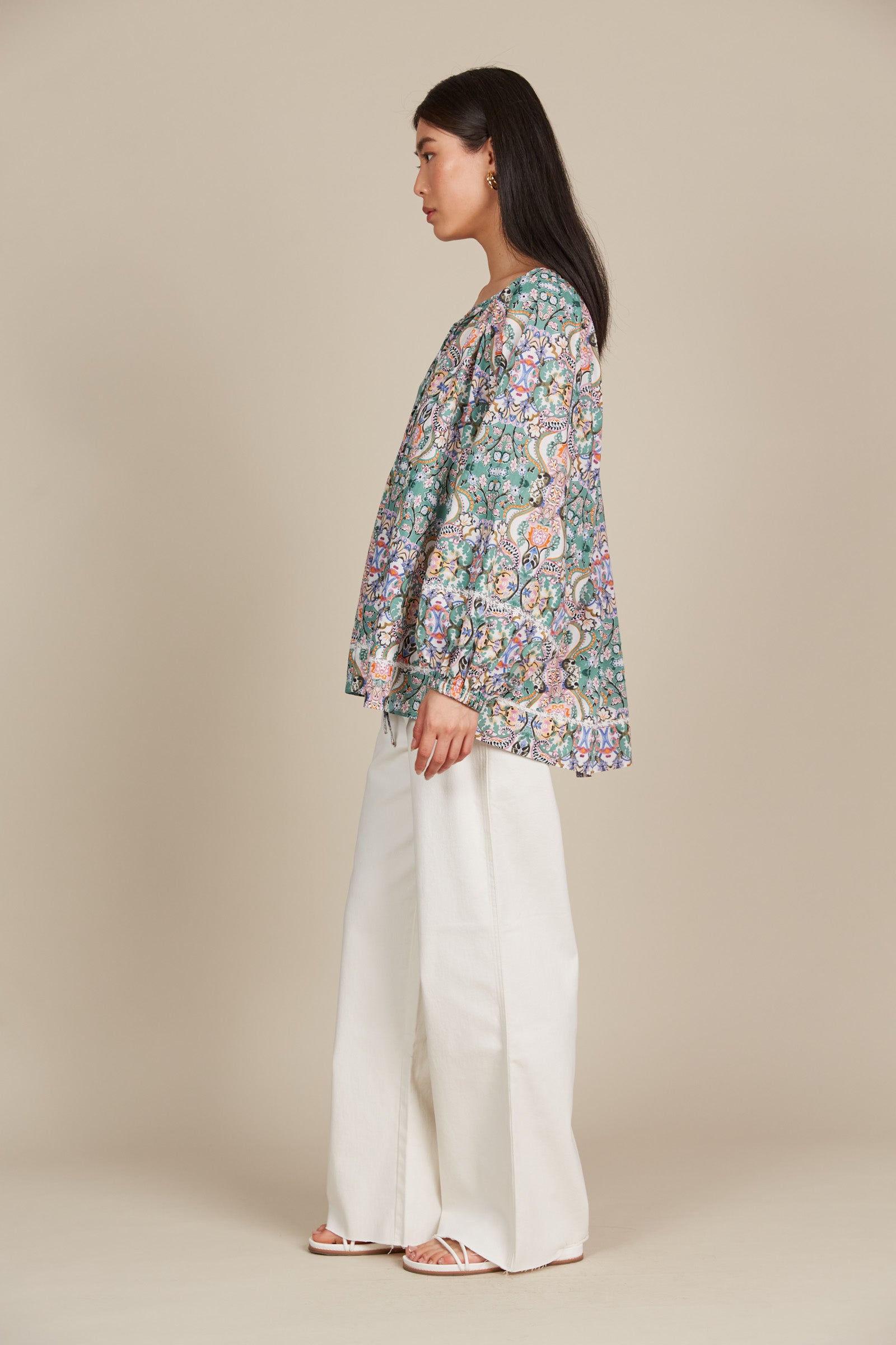 Remi Blouse - Lotus Fleuron - Isle of Mine Clothing - Top L/S