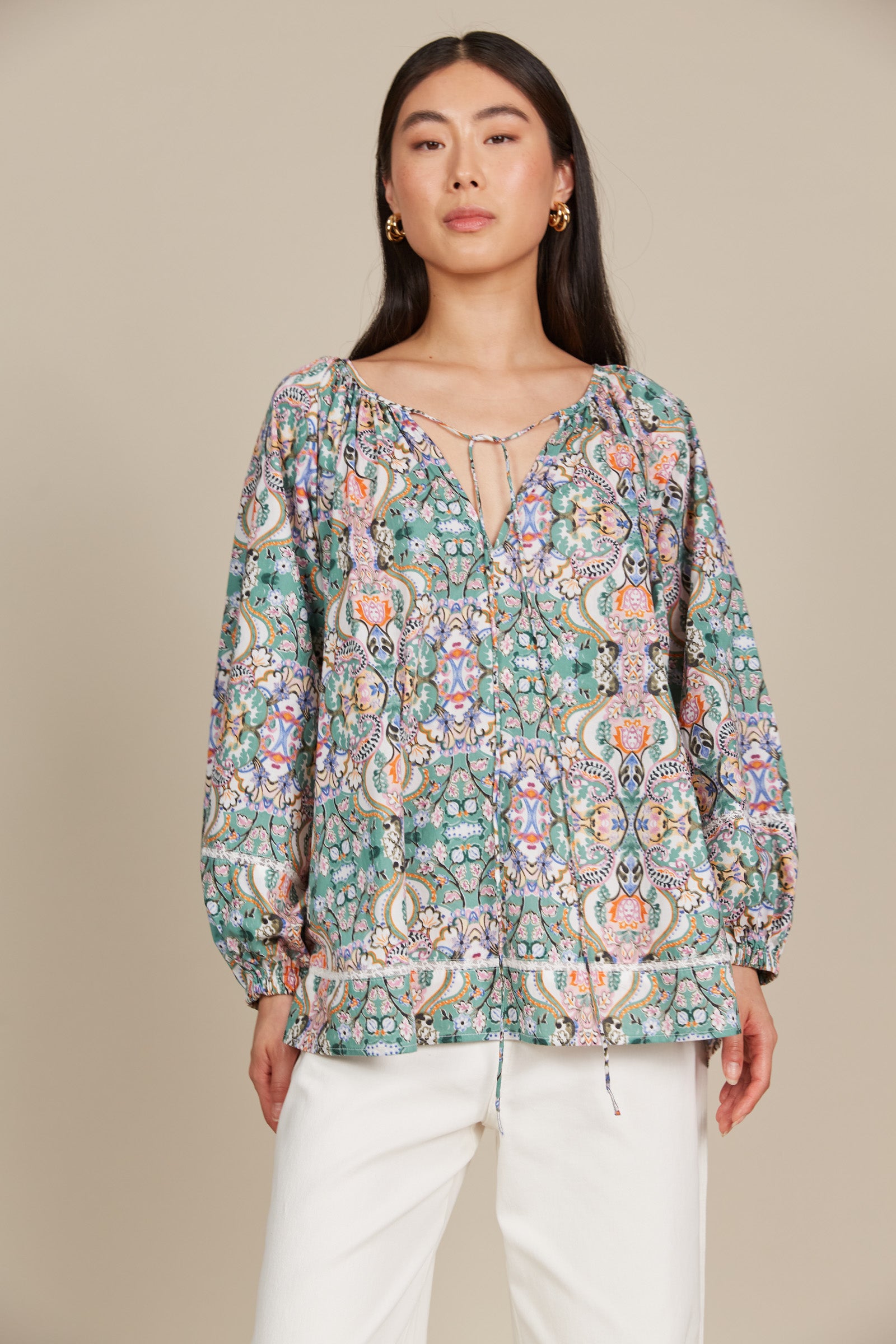 Remi Blouse - Lotus Fleuron - Isle of Mine Clothing - Top L/S