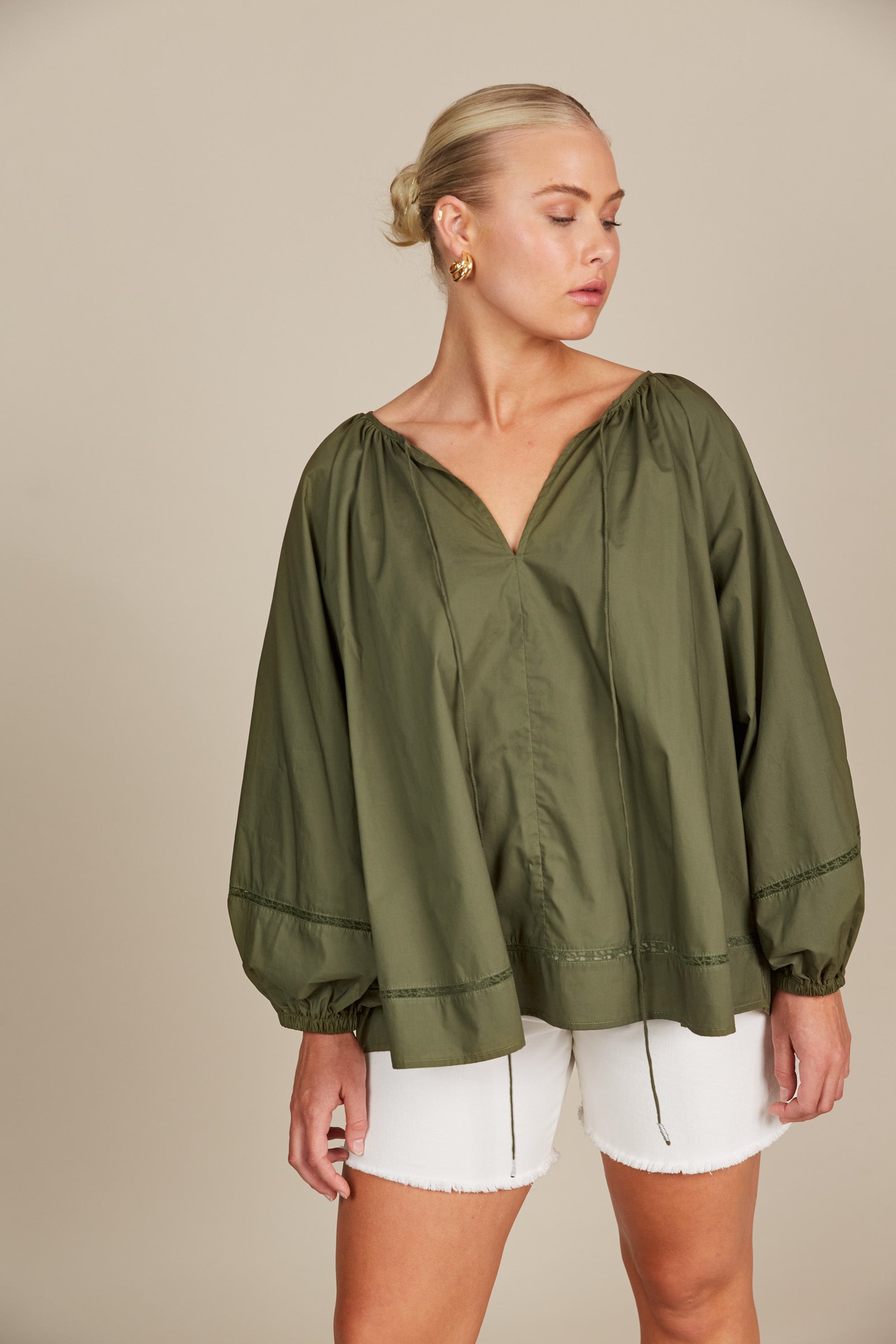 Remi Blouse - Olive - Isle of Mine Clothing - Top L/S