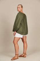 Remi Blouse - Olive - Isle of Mine Clothing - Top L/S