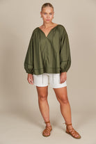 Remi Blouse - Olive - Isle of Mine Clothing - Top L/S