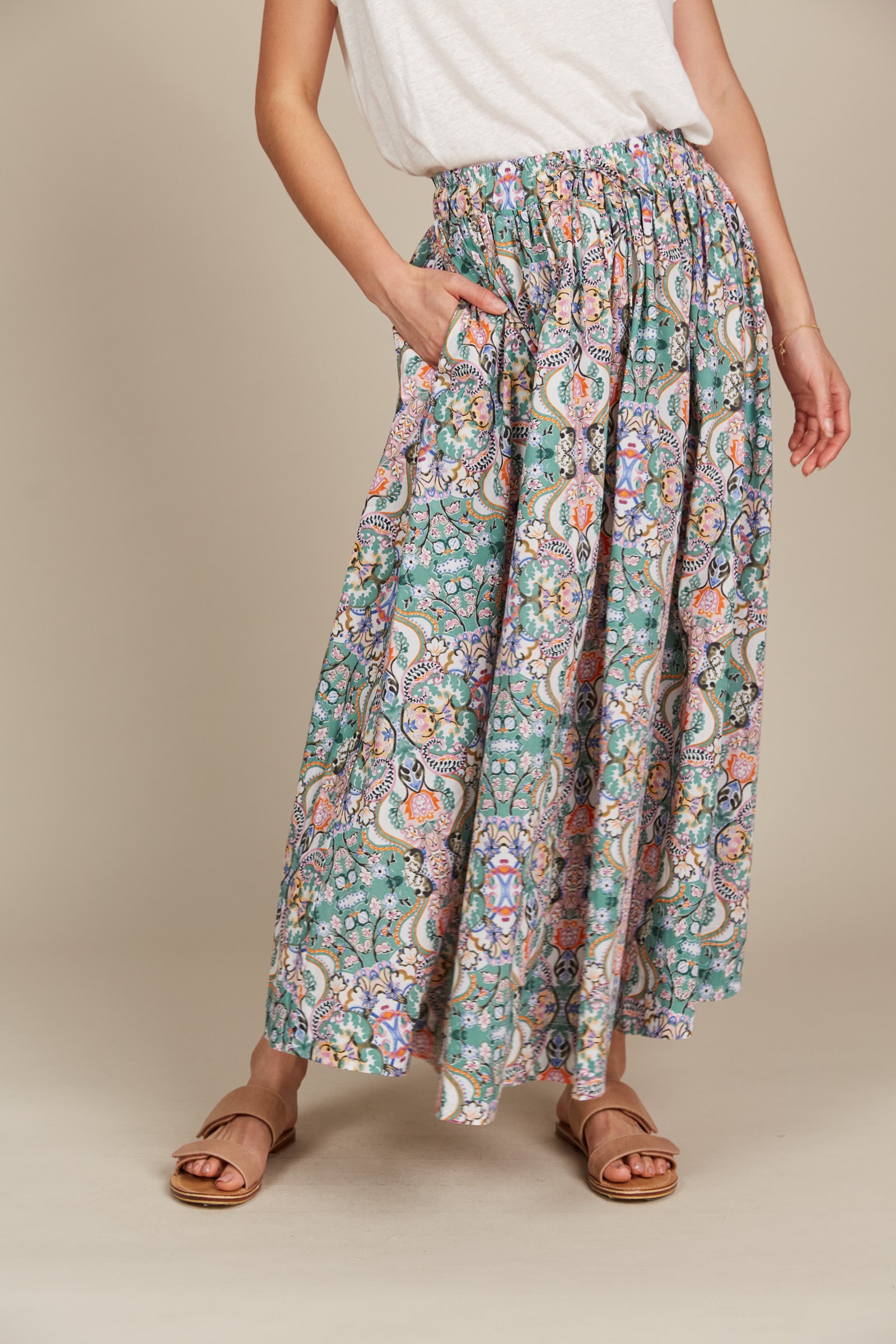 Remi Maxi Skirt - Lotus Fleuron - Isle of Mine Clothing - Skirt Maxi