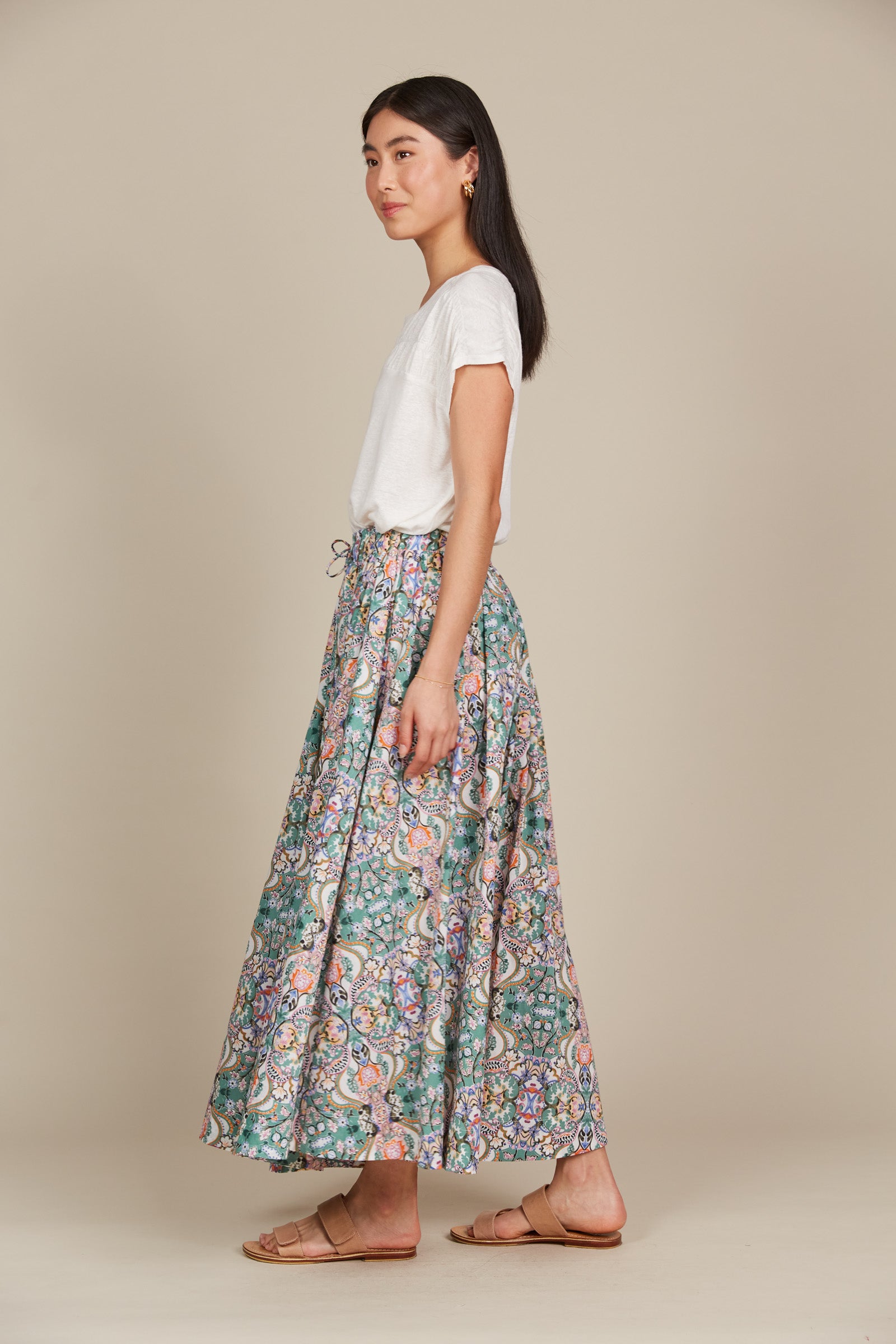 Remi Maxi Skirt - Lotus Fleuron - Isle of Mine Clothing - Skirt Maxi