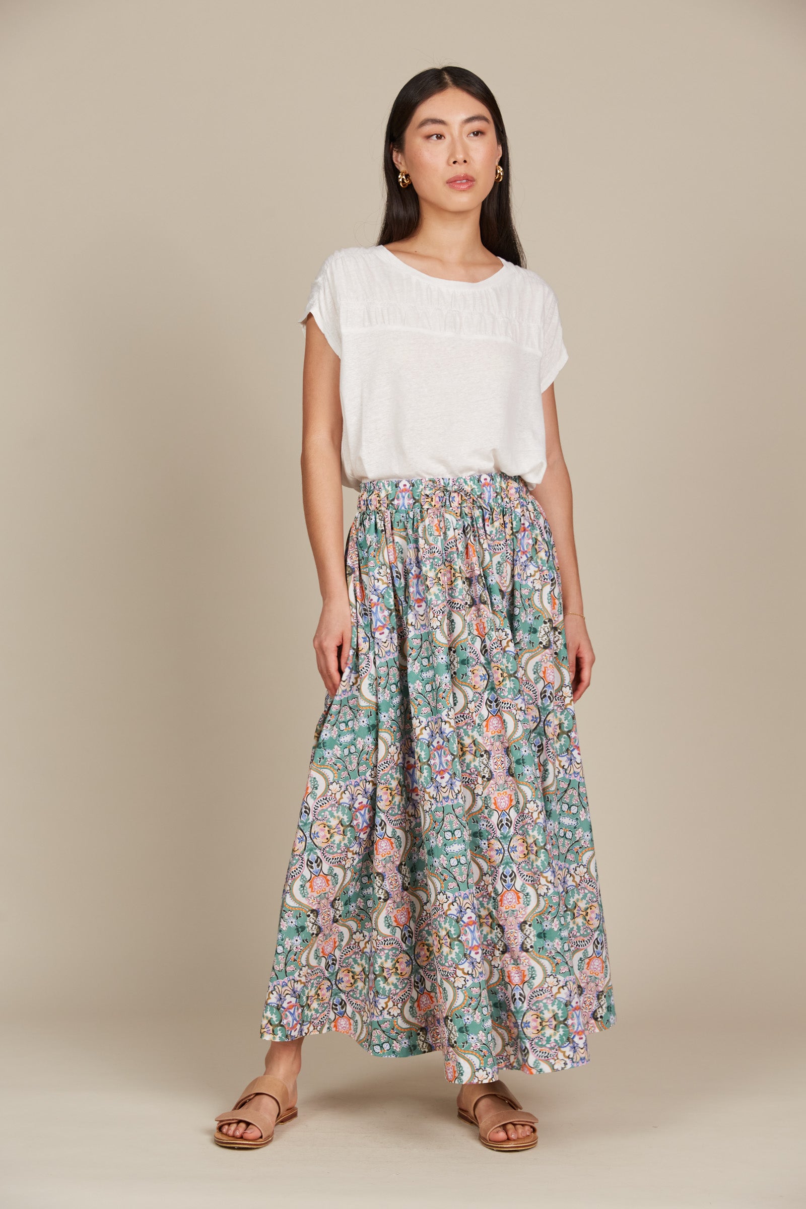 Remi Maxi Skirt - Lotus Fleuron - Isle of Mine Clothing - Skirt Maxi