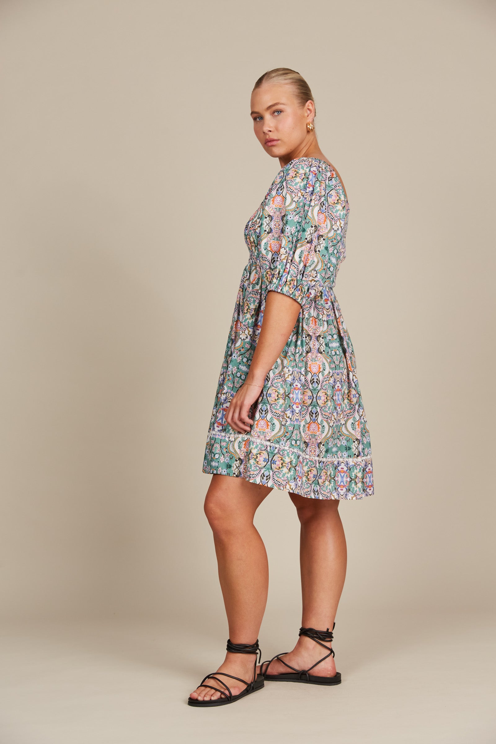 Remi Mini Dress - Lotus Fleuron - Isle of Mine Clothing - Dress Mini