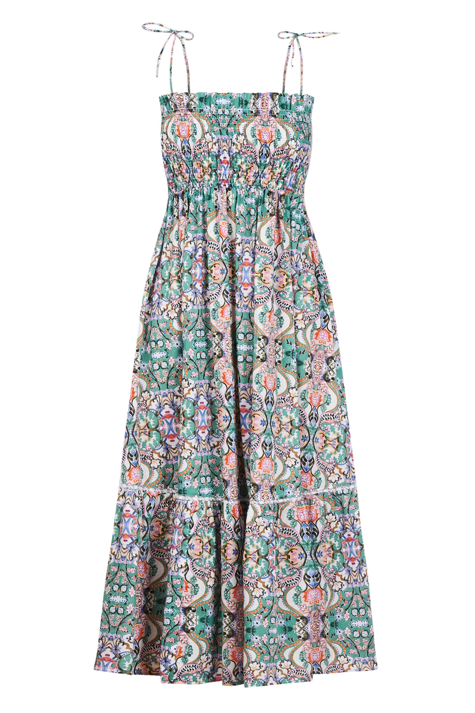 Remi Shirred Maxi - Lotus Fleuron - Isle of Mine Clothing - Dress Strappy Maxi