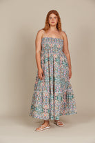 Remi Shirred Maxi - Lotus Fleuron - Isle of Mine Clothing - Dress Strappy Maxi