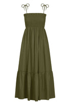 Remi Shirred Maxi - Olive - Isle of Mine Clothing - Dress Strappy Maxi